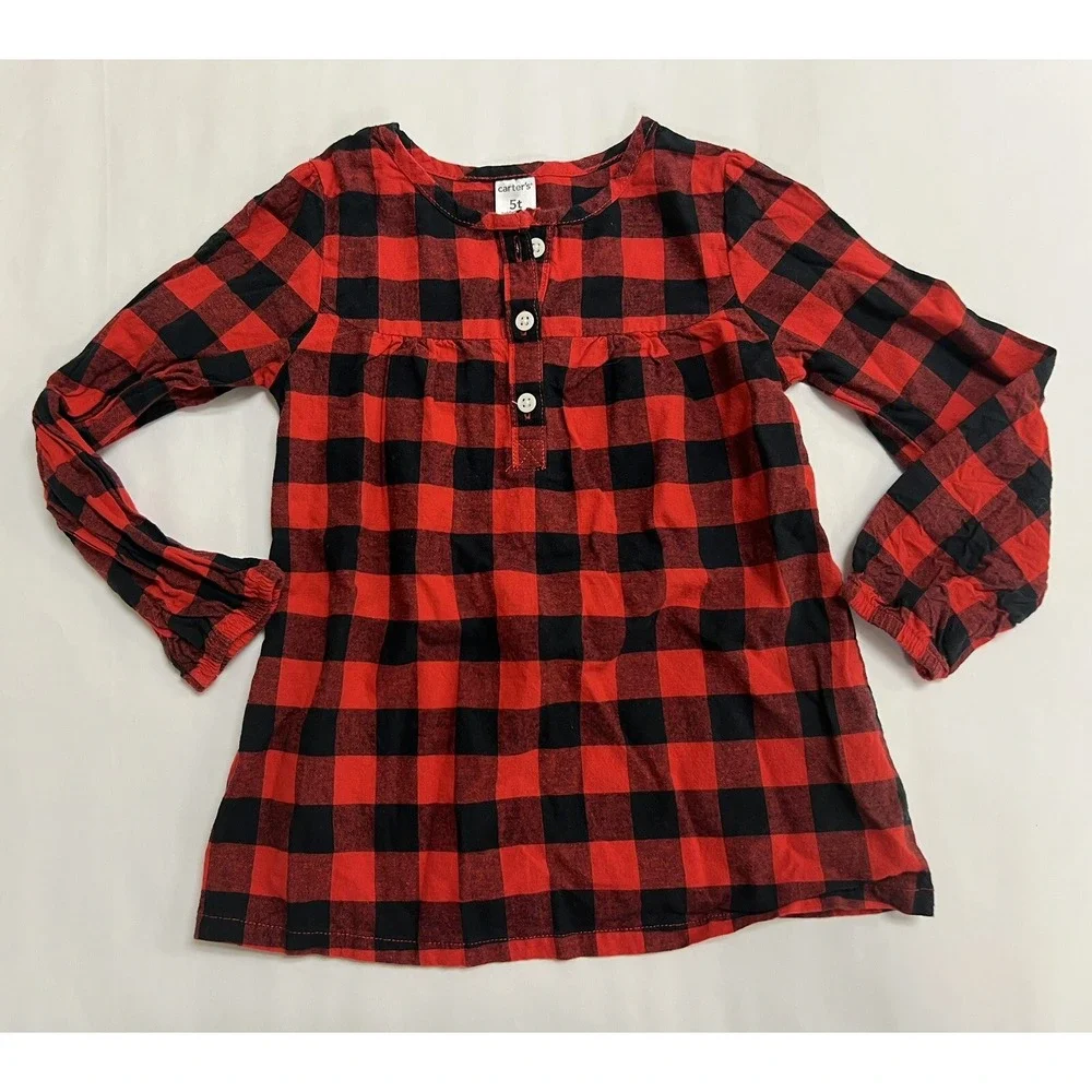 Carter's 5t Buffalo Plaid Red‎ Top